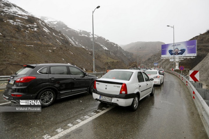 ترافیک سنگین در جاده چالوس/ بارش باران در برخی محورهای خوزستان و بوشهر