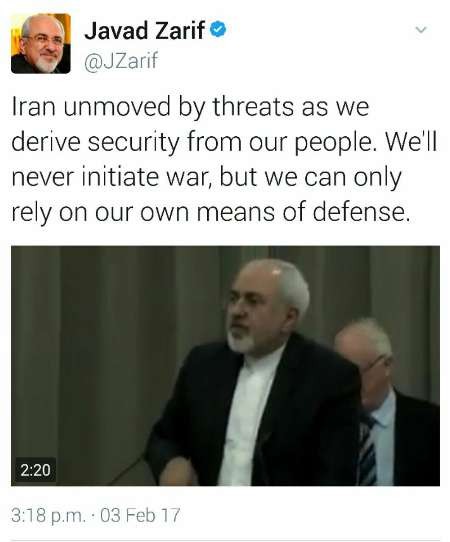 پاسخ توئیتری ظریف به توئیت های مکرر ترامپ/ ایران به تهدیدات وقعی نمی نهد
