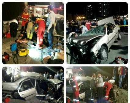 برخورد پژو 405 با دیواربتونی در بزرگراه شهید بابایی تهران 2 کشته و 3 مصدوم داشت