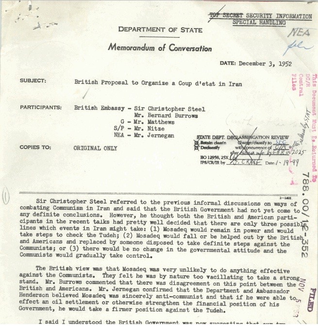 تلاش انگلیس برای ورود امریکا به کودتا علیه محمد مصدق