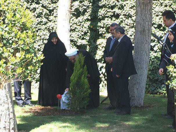 رئیس جمهور ظهر امروز در محوطه ساختمان هیات دولت یک اصله نهال کاشت